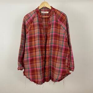 We The Free - Free People Summer Daydream Plaid Buttondown - Berry Combo - XS